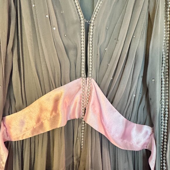 Chiffon Grey & Pink Dressing Gown - Picture 3 of 10